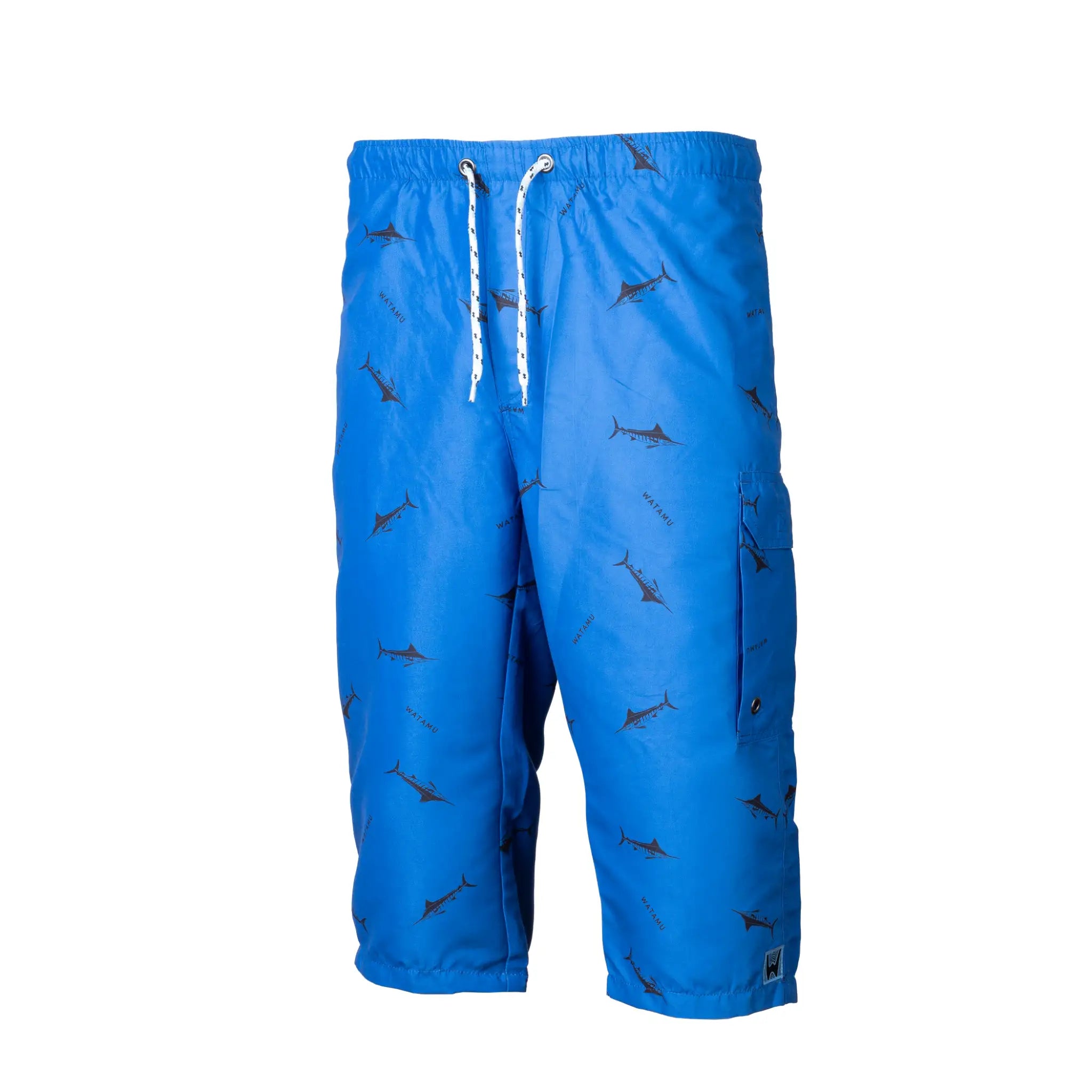 Watamu Blue Marlin 3/4 Mens Swim Shorts - Blue